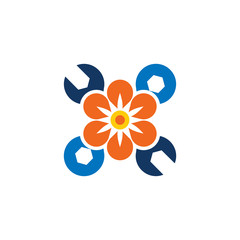 Flower Repair Logo Icon Design