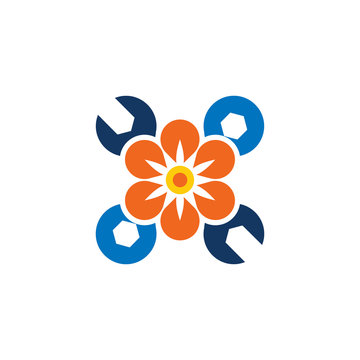 Flower Repair Logo Icon Design © putracetol