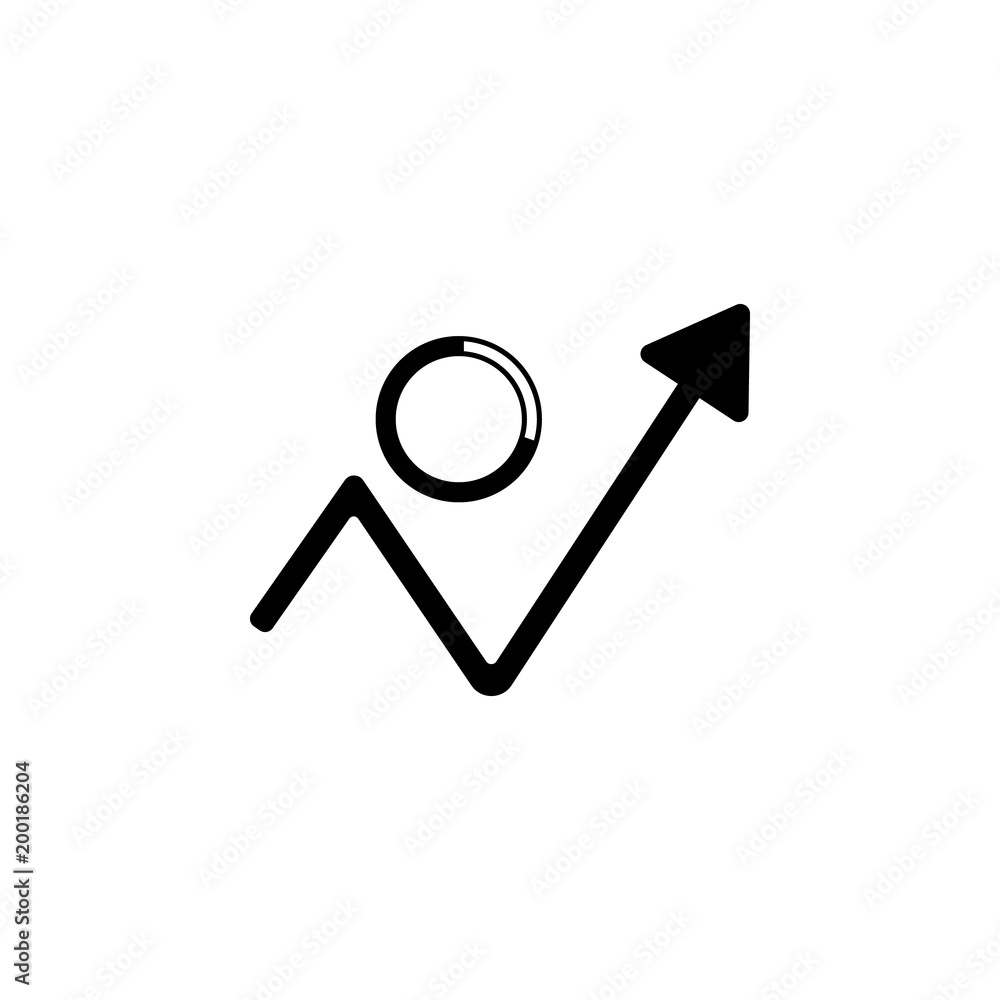 Poster arrow of growth and indicative pie icon. element of simple icon for websites, web design, mobile app
