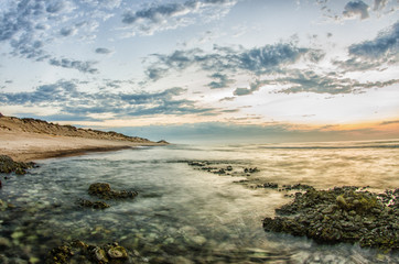 Scenics from the beaches of the sea of cortez, where the desert meets the sea, Baja California sur Mexico.