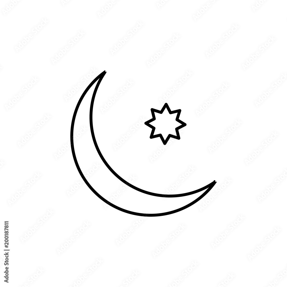 Poster crescent moon and star icon. element of simple icon for websites, web design, mobile app, info graph