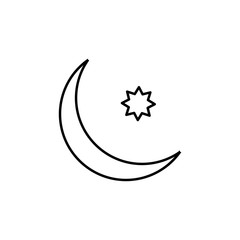crescent moon and star icon. Element of simple icon for websites, web design, mobile app, info graphics. Thin line icon for website design and development, app development