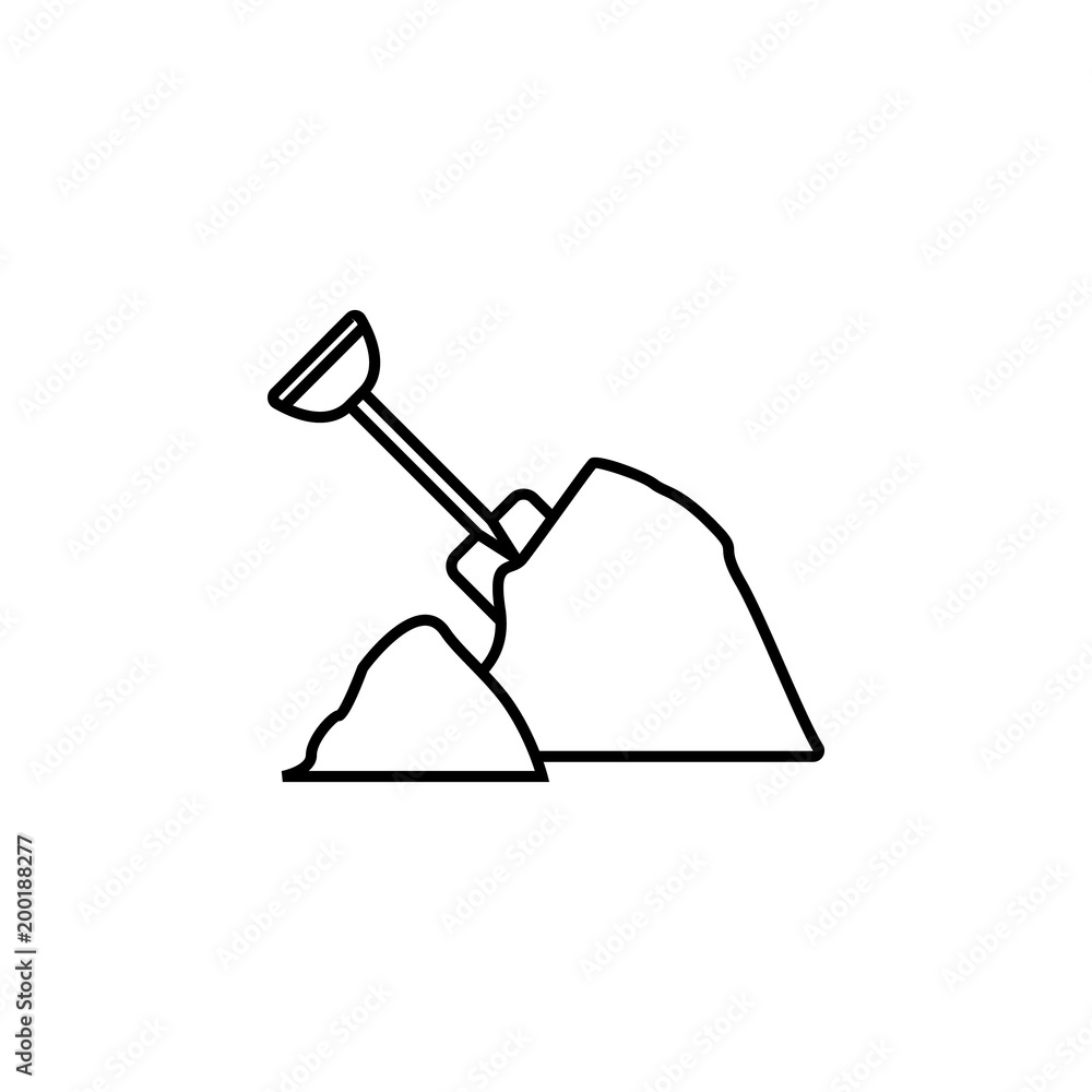 Poster shovel and sand icon. element of simple icon for websites, web design, mobile app, info graphics. th