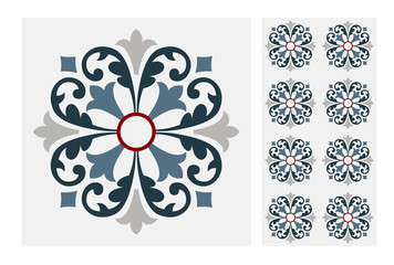 vintage tiles patterns antique seamless design in Vector illustration