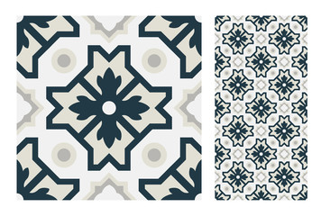 vintage tiles patterns antique seamless design in Vector illustration