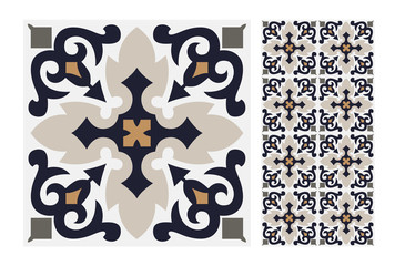 vintage tiles patterns antique seamless design in Vector illustration