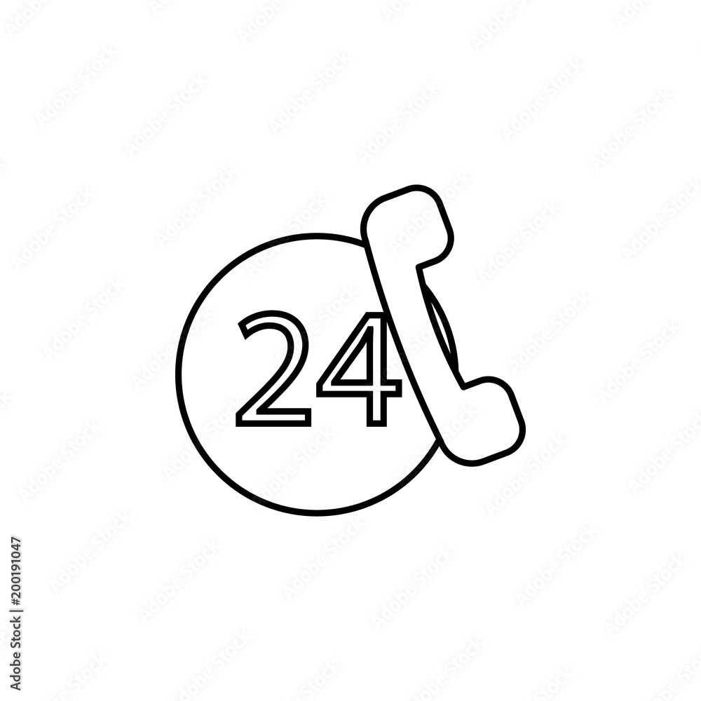 Poster 24 hours service icon. element of otel and motels for mobile concept and web apps. thin line icon fo