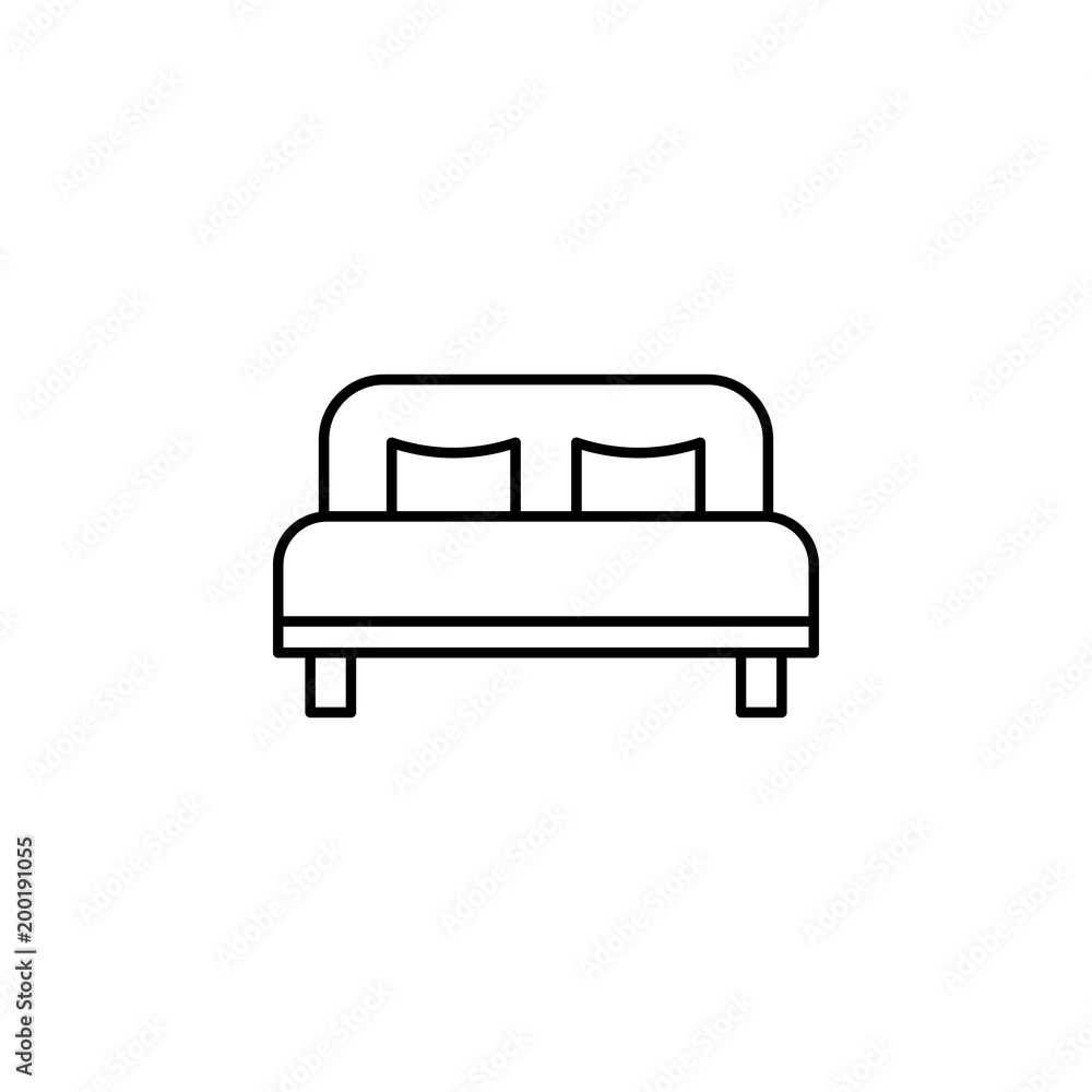 Poster double bed icon. element of otel and motels for mobile concept and web apps. thin line icon for webs