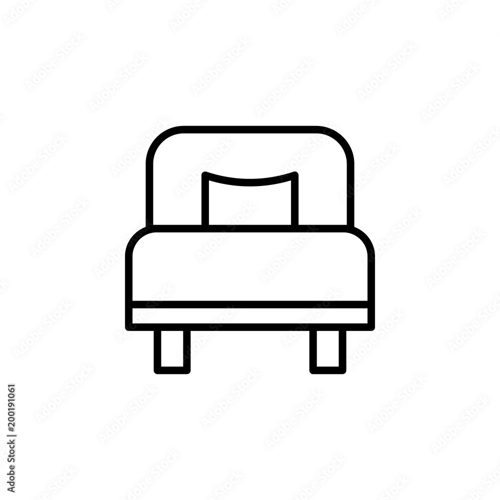 Poster single bed icon. element of otel and motels for mobile concept and web apps. thin line icon for webs