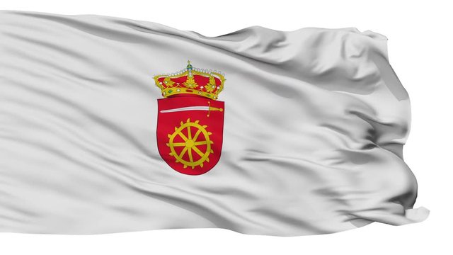 Alia  flag, city of Spain, realistic animation isolated on white seamless loop - 10 seconds long (alpha channel is included)
