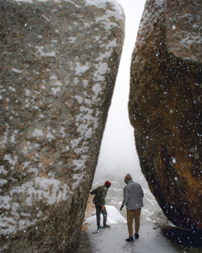 Snowy Boulders In Wichita Mountains