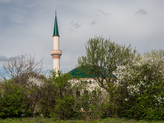 Mosque in Vienna on a cloudy day in spring