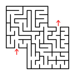 Abstract square isolated labyrinth. Black color on a white background. A useful game for young children. Simple flat vector illustration. With a place for your drawings