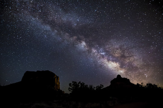 Milky Way Over Bell Rock and Courthouse Butte - near Sedona, Arizona