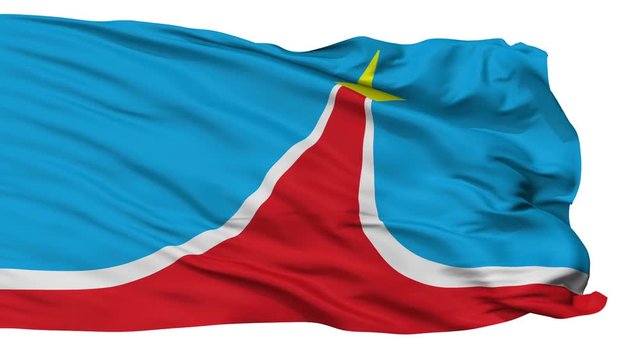 Lyubertsy   flag, city of Russia, realistic animation isolated on white seamless loop - 10 seconds long (alpha channel is included)