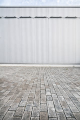 Metallic sheet on a modern industrial building