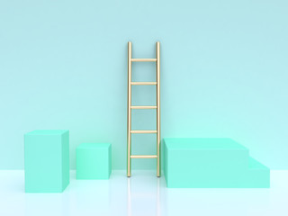 gold ladder square shape 3d rendering green scene  © NARUEDOL