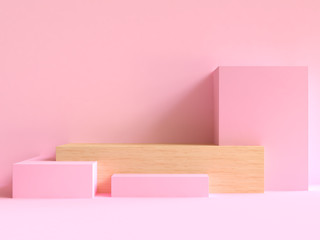 3d rendering scene minimal abstract blank pink square