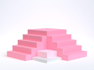 Fototapeta premium pink two staircase-stairway 3d rendering white background