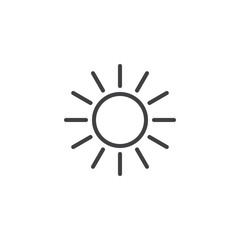 Sun with sunbeams outline icon. linear style sign for mobile concept and web design. Sunset simple line vector icon. Symbol, logo illustration. Pixel perfect vector graphics