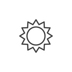 Sun outline icon. linear style sign for mobile concept and web design. Sun with sunbeams simple line vector icon. Symbol, logo illustration. Pixel perfect vector graphics