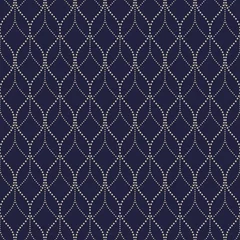 Printed roller blinds Blue gold The geometric pattern with wavy lines, points. Seamless vector background. Blue and gold texture