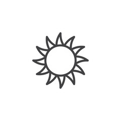 Beautiful sun outline icon. linear style sign for mobile concept and web design. Sun rising simple line vector icon. Symbol, logo illustration. Pixel perfect vector graphics