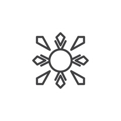 Crystal sun outline icon. linear style sign for mobile concept and web design. simple line vector icon. Symbol, logo illustration. Pixel perfect vector graphics
