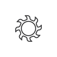 Burning sun outline icon. linear style sign for mobile concept and web design. scorching sun simple line vector icon. Symbol, logo illustration. Pixel perfect vector graphics