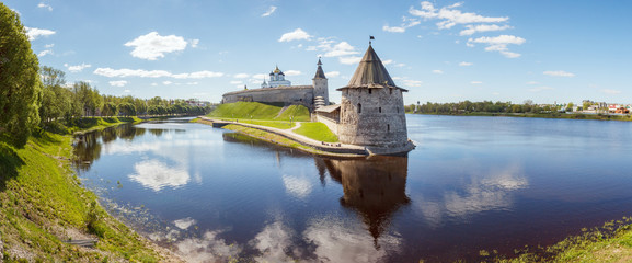 View of the Pskov Kremlin from the mouth of Pskov river