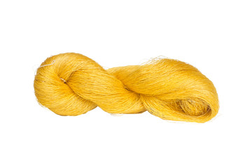 yellow silk on white background, it is a clipping path