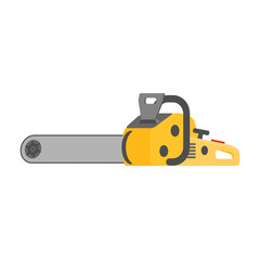 Naklejka premium Yellow power tool - chainsaw in flat design