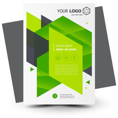 Brochure designtemplate, creative cover geometric green color