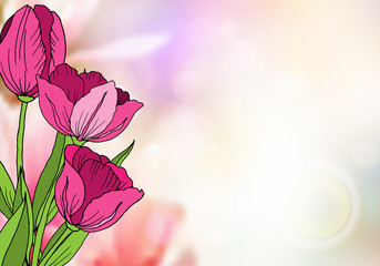 Obraz premium The drawn flowers. Banner or card. Watercolor.