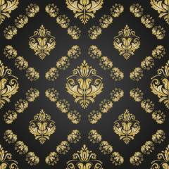 Orient vector classic pattern. Seamless abstract background with vintage elements. Orient background. Black and golden ornament for wallpaper and packaging
