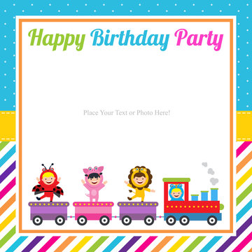 birthday card with kids in animal costume