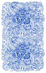 Russian traditional ornaments gzhel style
