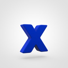 Obraz premium Plastic blue letter X lowercase isolated on white background.