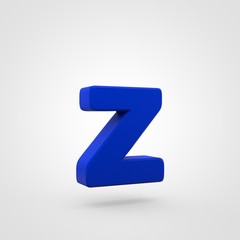 Plastic blue letter Z lowercase isolated on white background.