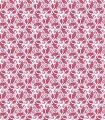 Floral vector ornament. Seamless abstract classic background with flowers. Pattern with repeating purple and white floral elements. Ornament for fabric, wallpaper and packaging