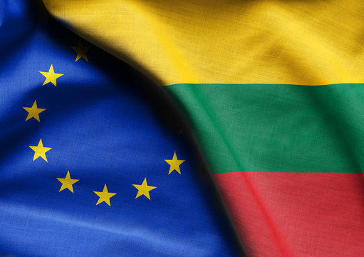Flags of lithuania and european union