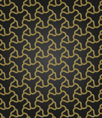 Seamless vector ornament. Modern background. Geometric modern pattern with black and golden colors