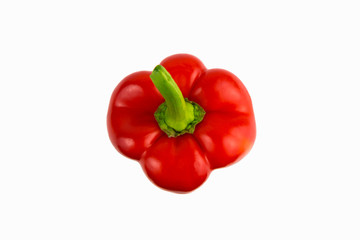 Red bell pepper on white background, top view