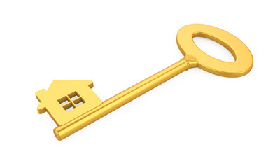 Golden House Key Isolated