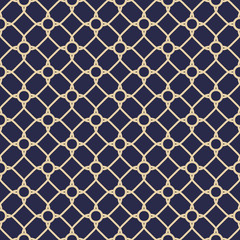 Seamless blue and golden background for your designs. Modern vector ornament. Geometric abstract pattern