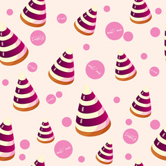 Colorful seamless pattern with tasty berries jelly in pyramid shape in cartoon style. Vector illustration. Desserts Collection.