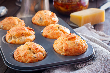 Ham, cheese and sun dried tomato muffins
