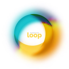 Loop circle business icon, created with glass transparent color shapes