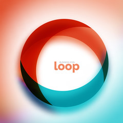 Loop circle business icon, created with glass transparent color shapes
