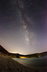Obraz premium Night shost from balandra beach, baja california sur with milky way.